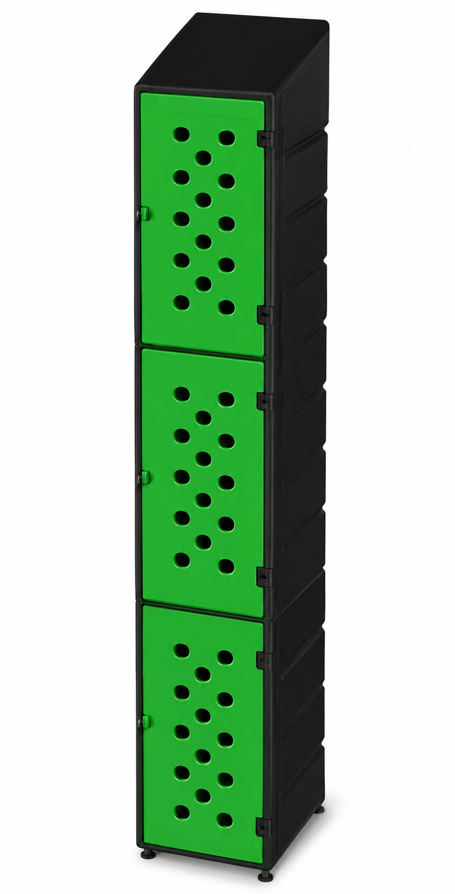 Plastic Locker - 3 Tier Ecolight with Green Perforated Door